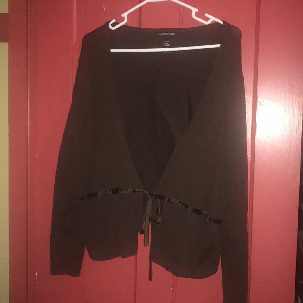 Lane Bryant brown tie front sweater size 22-24